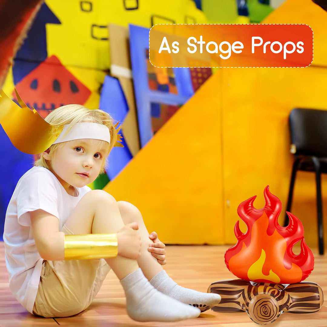 4 Pieces of 12 Inch Inflatable Campfire Props Fake Camping Party Campfire Party Scene Decoration, Indoor and Outdoor Camping Game Props Campfire Inflatable for Boys Campfire Firewood Toys