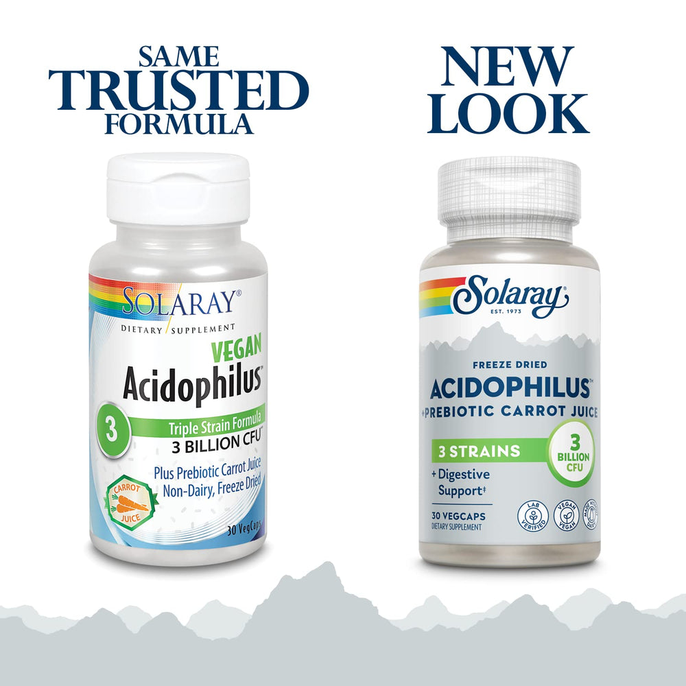 Acidophilus 3 Strain Probiotic & Prebiotic Carrot Juice | 3 Billion CFU, Vegan & Freeze Dried | 30 VegCaps