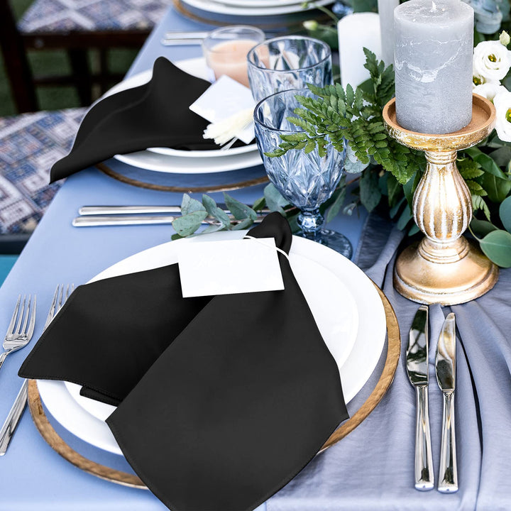 ANECO 12 Pieces Satin Napkins Soft Dinner Napkins Square Table Napkins 17 x 17 Inches for Restaurant Weddings Party Dinner Decoration (Royal Blue)