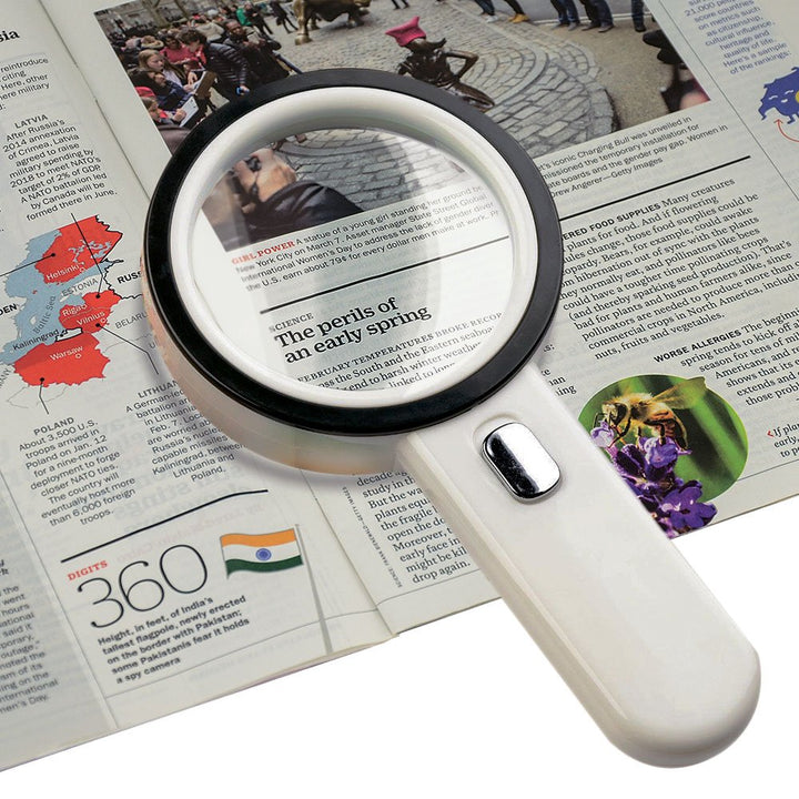 Number-One 10X LED Lighted Magnifier, Handheld Magnifying Glass Illuminated Lens with 12 Lights, 80mm Large Viewing Mirror