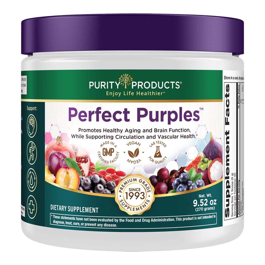 Perfect Purples Powder Phytonutrient Rich, Healthy Aging Super Formula - Support Total Body Health - High ORAC Power - P40p Pomegranate Extract w/ 40% Punicosides - 30 Day Supply
