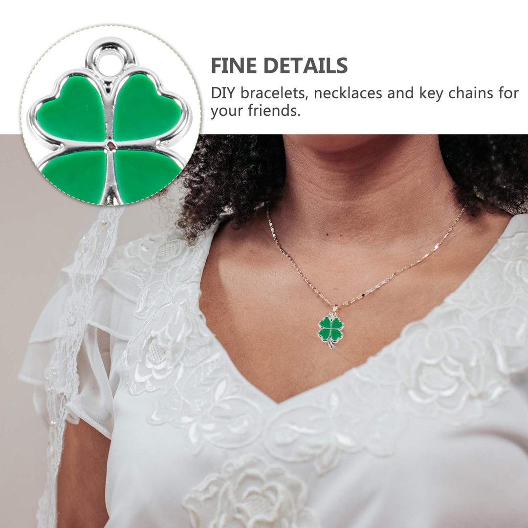 50Pcs Lucky Four-Leaf Clover Charm Pendants Shamrock Hanging Charms DIY Jewlery Accessories for St.Patrick Day