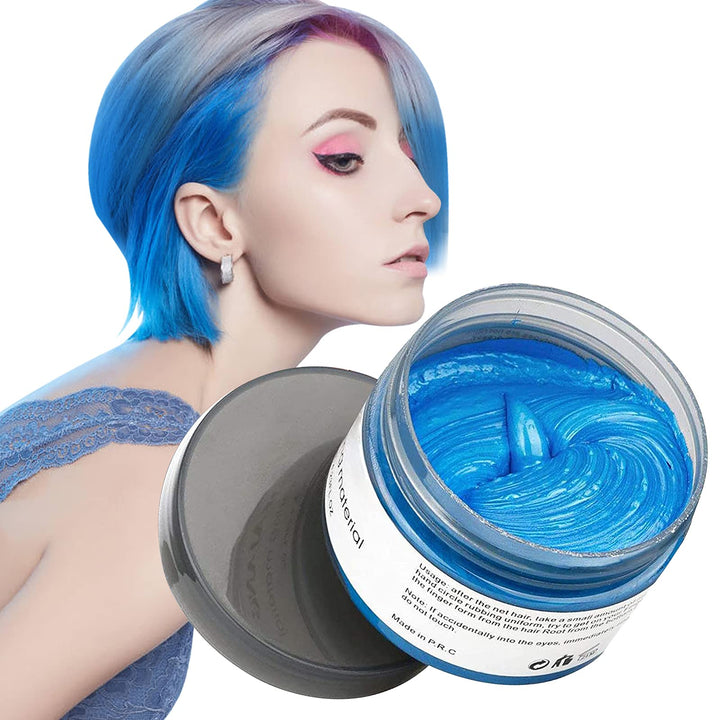MOFAJANG Natural Hair Wax Color Styling Cream Mud, Natural Hairstyle Dye Pomade, Temporary Hairstyle Cream 4.23 oz, Hairstyle Wax for Men and Women (Blue) : Blue