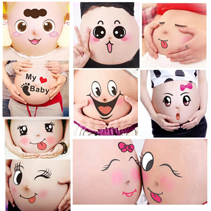 10 Sheets Facial Expressions Pregnancy Baby Bump Belly Stickers Maternity Week Stickers