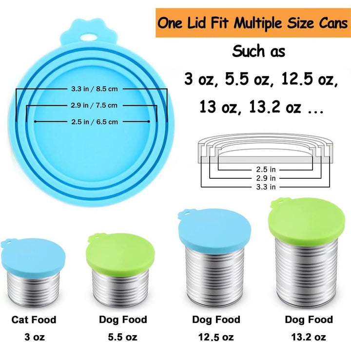 Pet Food Can Cover Silicone Can Lids for Dog and Cat Food(Universal Size,One fit 3 Standard Size Food Cans),Blue and Green
