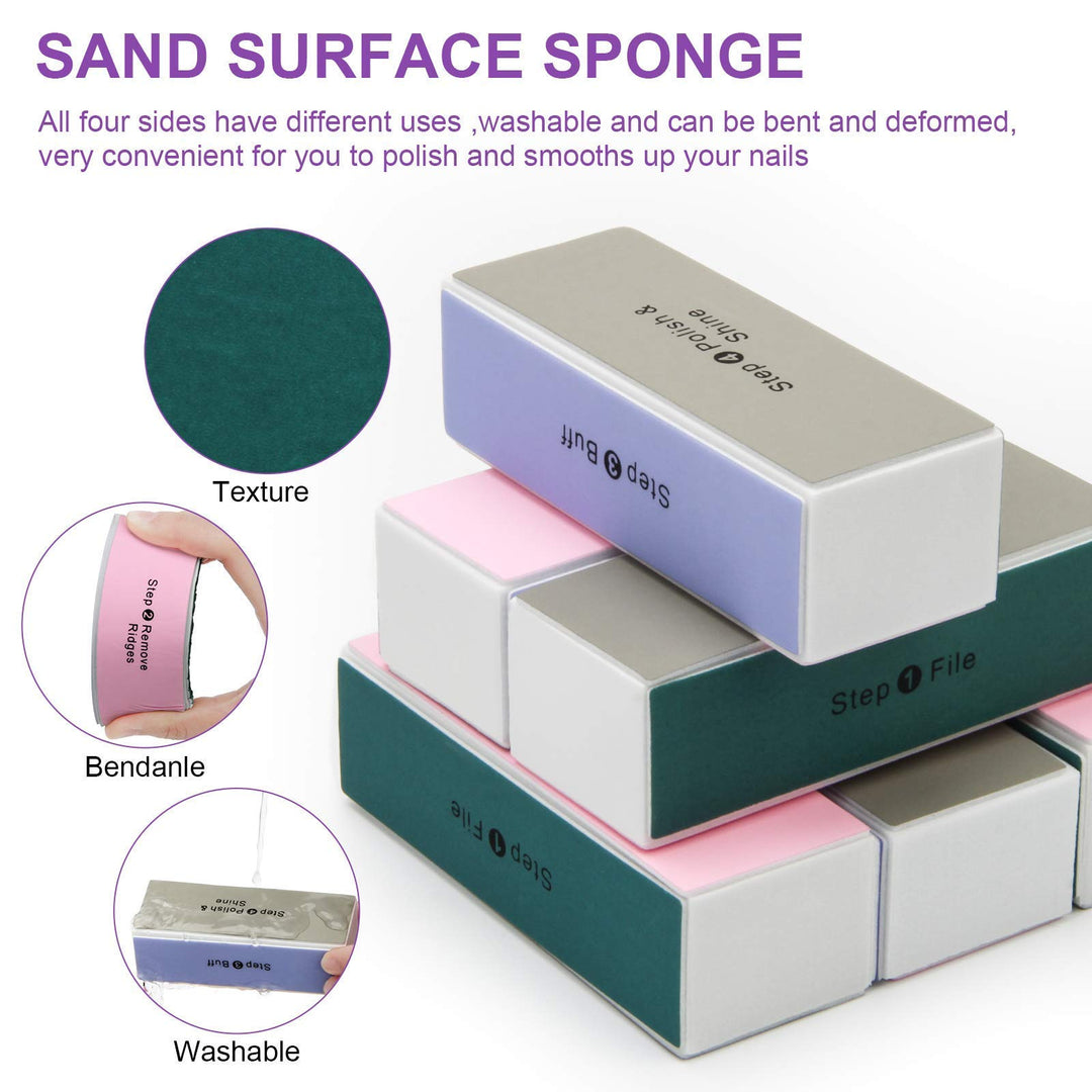 Adecco LLC 10 pcs 4 Way Colorful Nail Art Buffer Buffing Sanding Files Block Manicure Care DIY