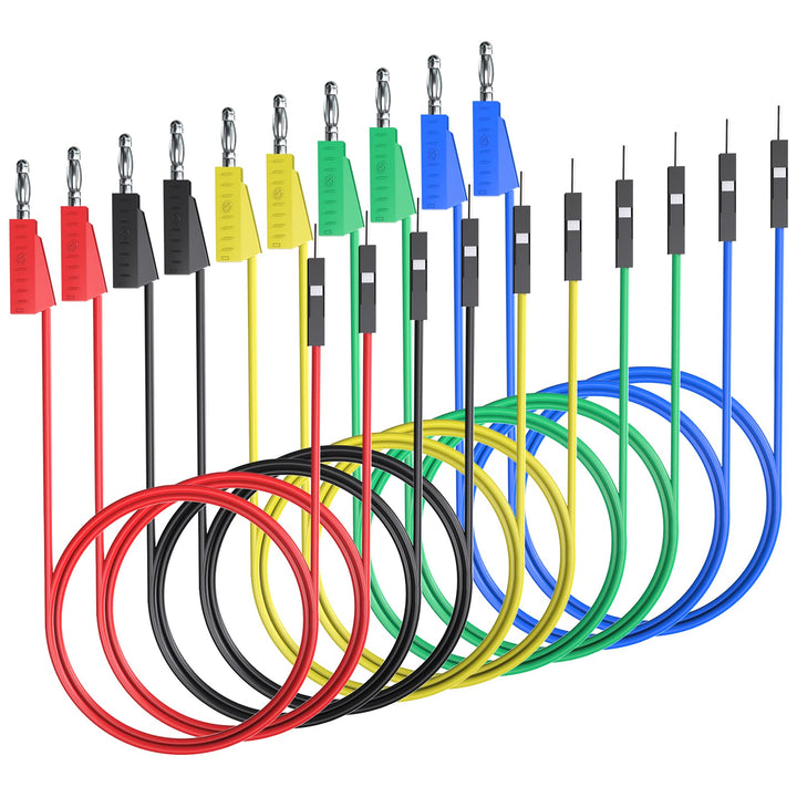 Stackable Banana Plug to Breadboard Male Jumper Wires Soft Flexible Silicone Test Leads for Electrical Testing