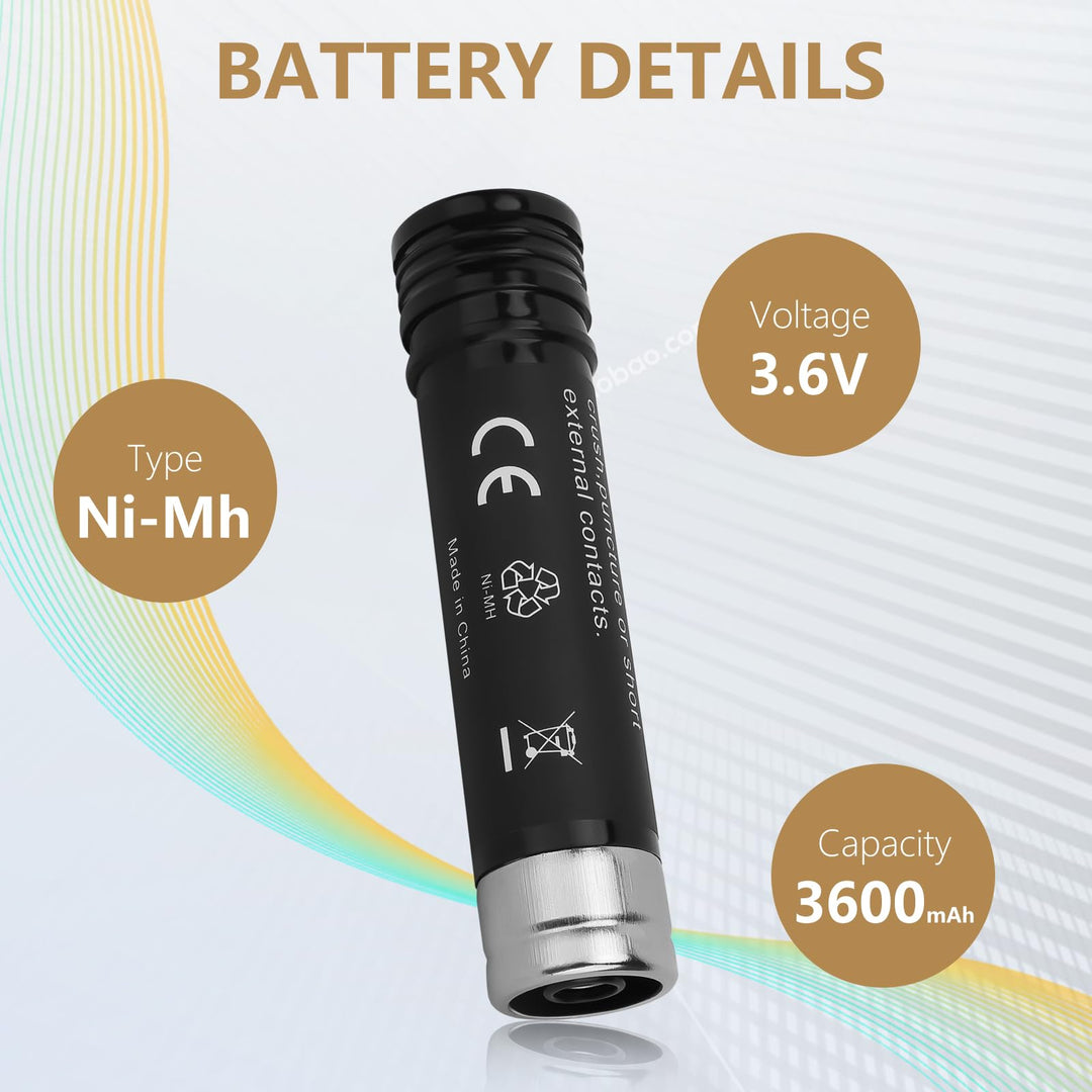 2Pack 3.6V 3600mAh Ni-Mh Replacement Batteries for Black and Decker Versapak Gold VP100 VP100C VP105 VP105C VP110 VP110C VP143 Vp142 Vp7240