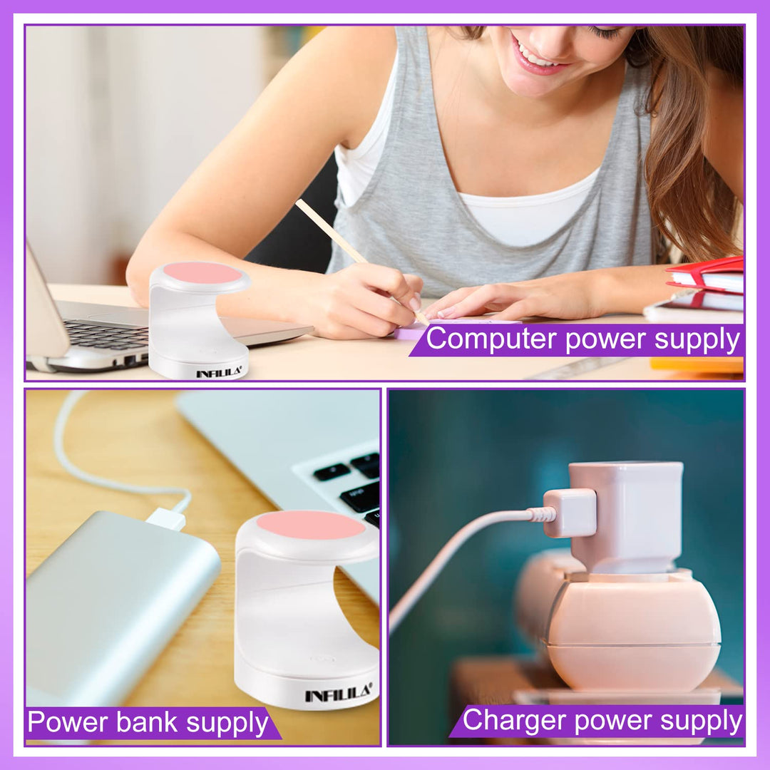Mini UV Light for Gel Nails, Portable Mini Nail Lamp, 180°Opening Design USB Nail Dryer UV LED Nail Lamp Curing All Gels 16W Quick-Drying UV Nail Lamp for Single Finger (Pink)
