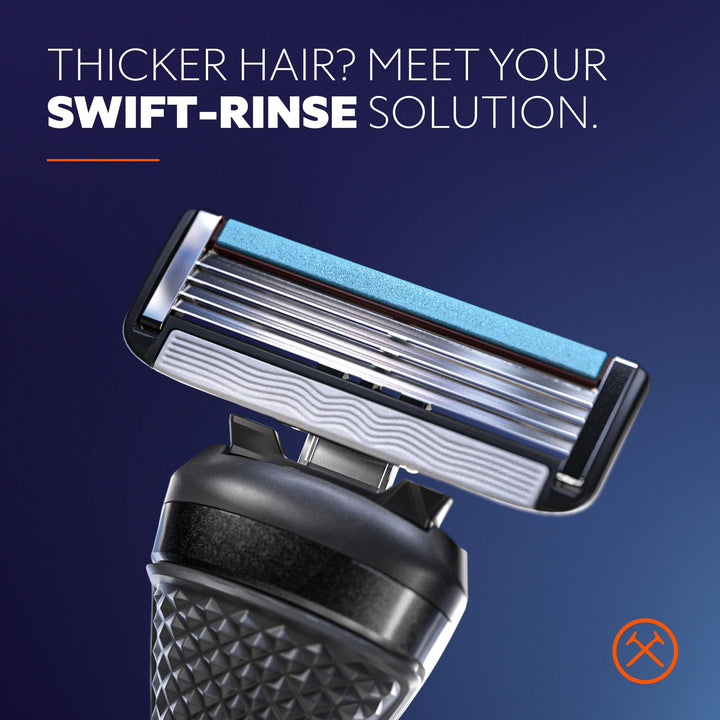 | 4 Blade Razor Refills (12 Pack) | Swift Rinse Blades for Longer and Thicker Hair