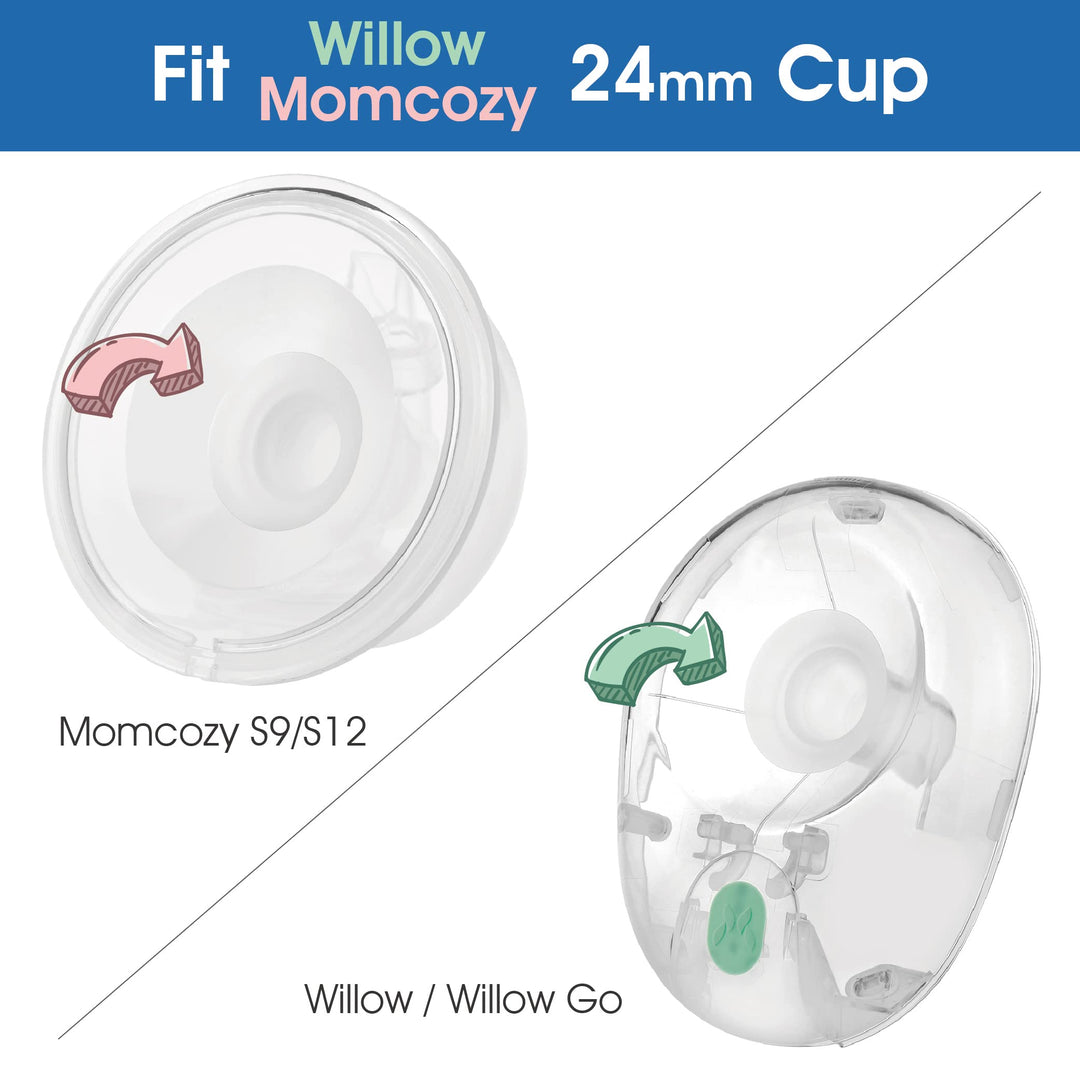 Flange Insert 10 mm Compatible with Medela and Spectra 24 mm Shields/Flanges. Use with Medela Freestyle and Momocozy S9/S11/S12 to Reduce Nipple Tunnel Down to 10 mm; Fit Momcozy 24 mm Cup.
