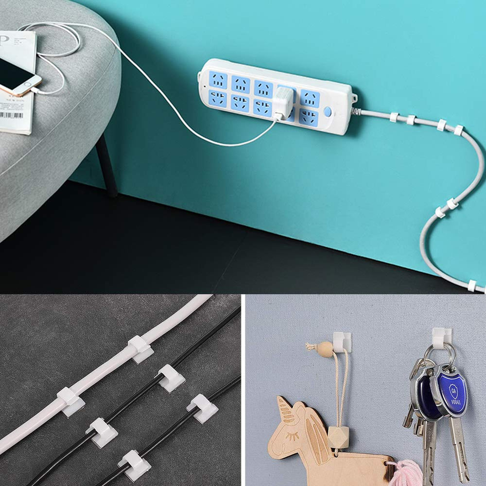 50pcs Upgraded Cable Clips with Strong Adhesive Tapes,Wire Clips,Cord Organizer,Wire Organizer,Cord Holder,Wire Management