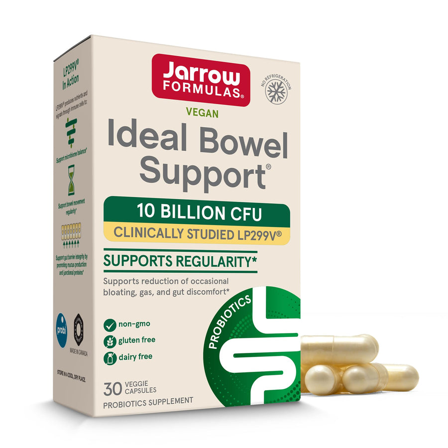 Ideal Bowel Support - 10 Billion Organisms Per Serving - 30 Veggie Caps - Bowel Support - Reduces Bloating, Gas & Intestinal Discomfort - Up to 30 Servings