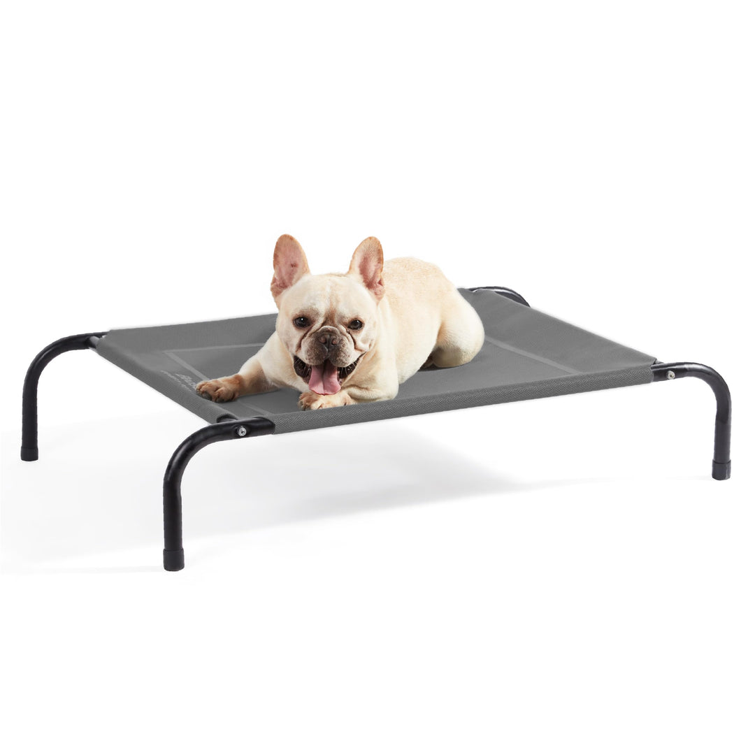 Medium Elevated Cooling Outdoor Dog Bed - Raised Cots for Medium Dogs, Portable Indoor & Outdoor Pet Hammock Bed with Skid-Resistant Feet, Frame with Breathable Mesh, Grey, 43 inches