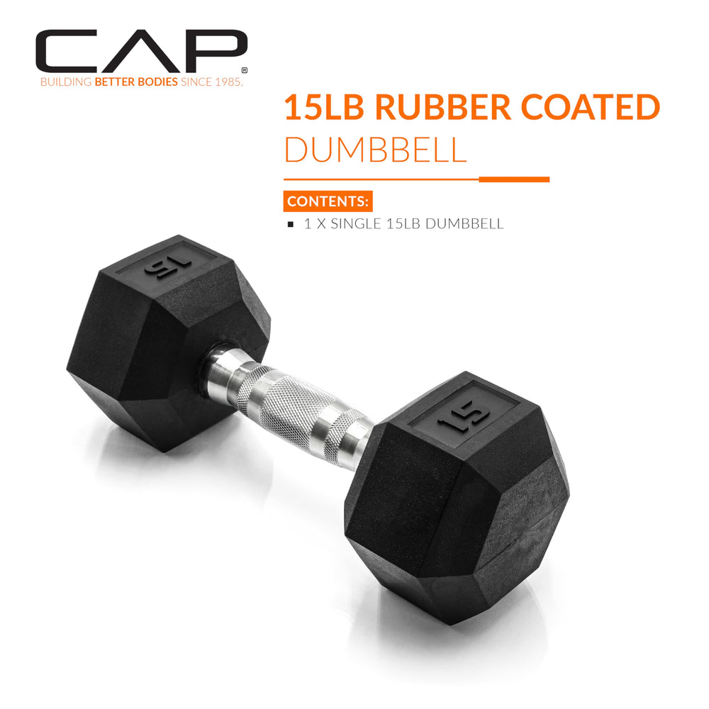 15 LB Coated Hex Dumbbell Weight, New Edition