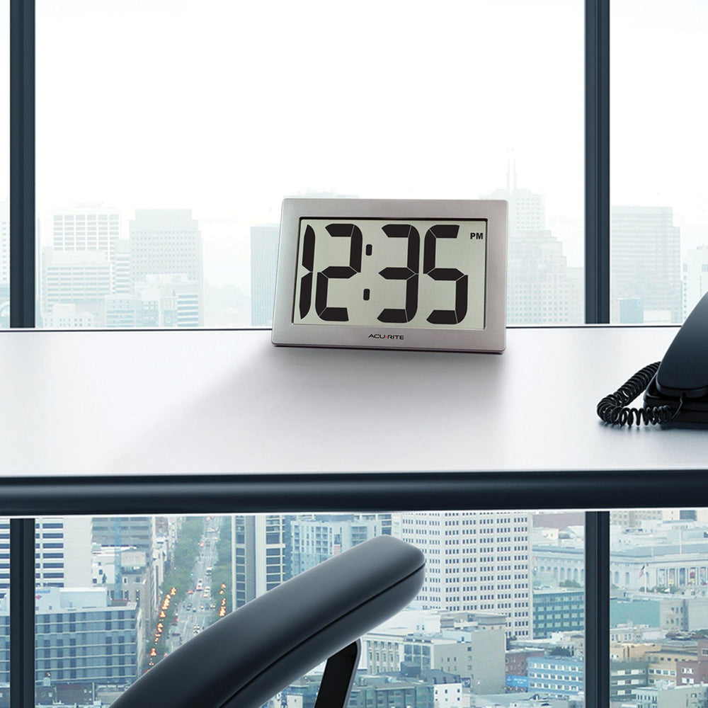 75102RM 9.5 Large Digital Clock with Intelli-Time Technology,Siliver,6-inch height x 9.5-inch width x 1.8-inch depth