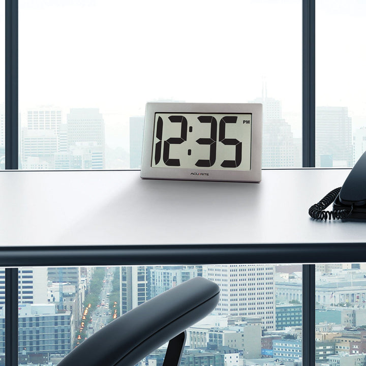 75102RM 9.5 Large Digital Clock with Intelli-Time Technology,Siliver,6-inch height x 9.5-inch width x 1.8-inch depth