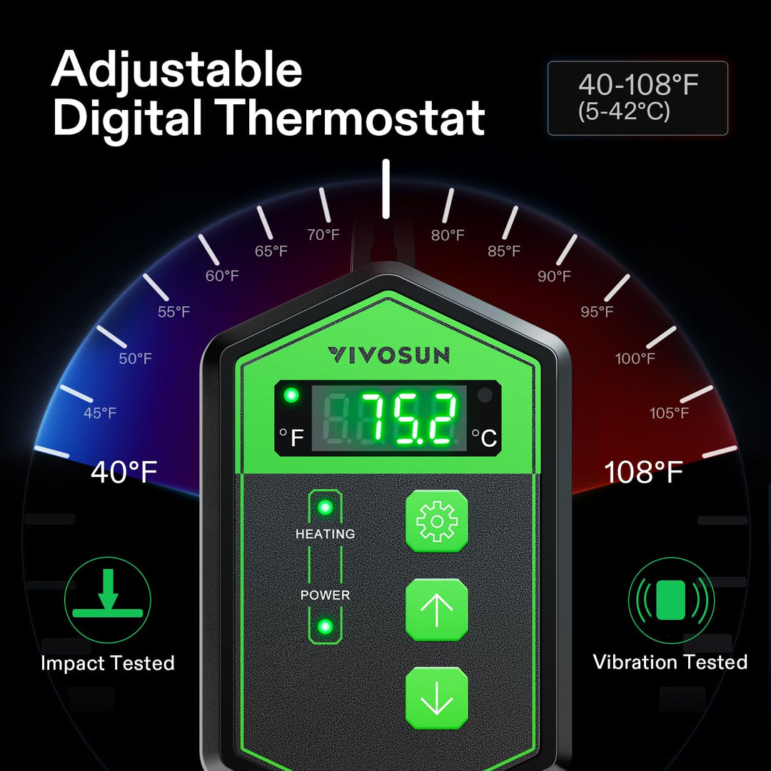 10x 20.75 Seedling Heat Mat and Digital Thermostat Combo Set, UL & MET-Certified Warm Hydroponic Heating Pad for Germination, Indoor Gardening, Greenhouse