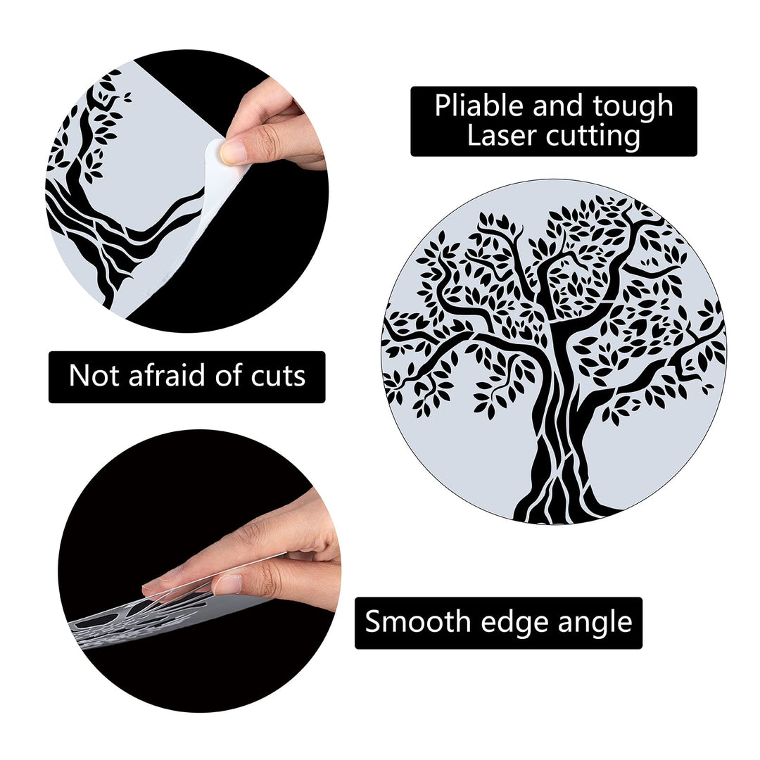 Large Tree of Life Stencil Template 12x12 Inch Reusable Plant Sign Home Decoration Stencil Plastic Tree Painting Stencils Square for Painting on Wood Wall Scrapbook Card Floor Drawing