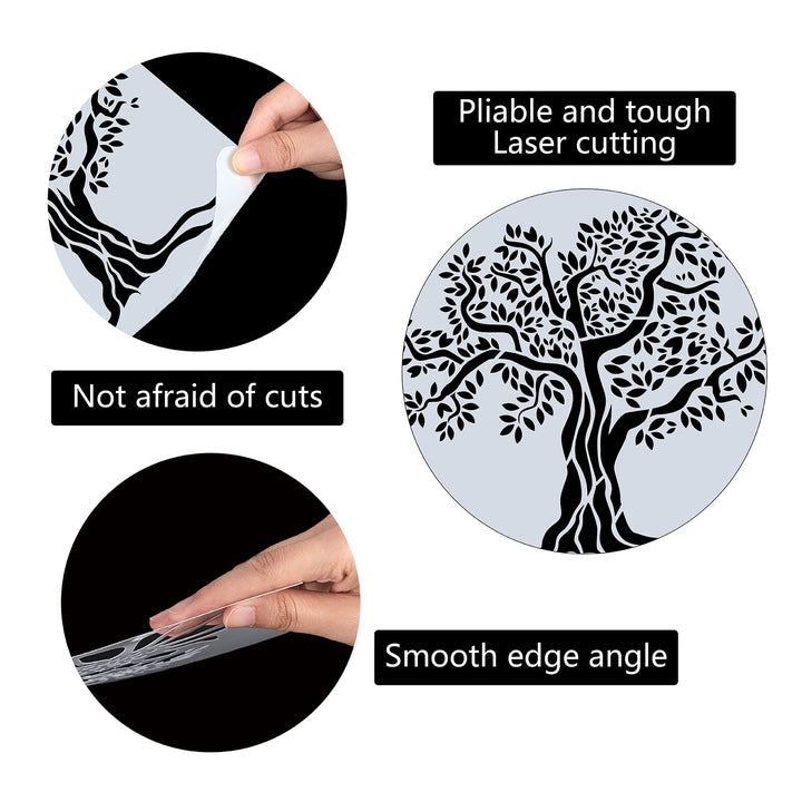 Large Tree of Life Stencil Template 12x12 Inch Reusable Plant Sign Home Decoration Stencil Plastic Tree Painting Stencils Square for Painting on Wood Wall Scrapbook Card Floor Drawing
