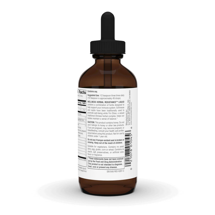 Wellness Herbal Resistance Liquid Immune Defense Supplement and Immunity Booster with Echinacea, Elderberry and Yin Chiao - 4 Fluid Oz