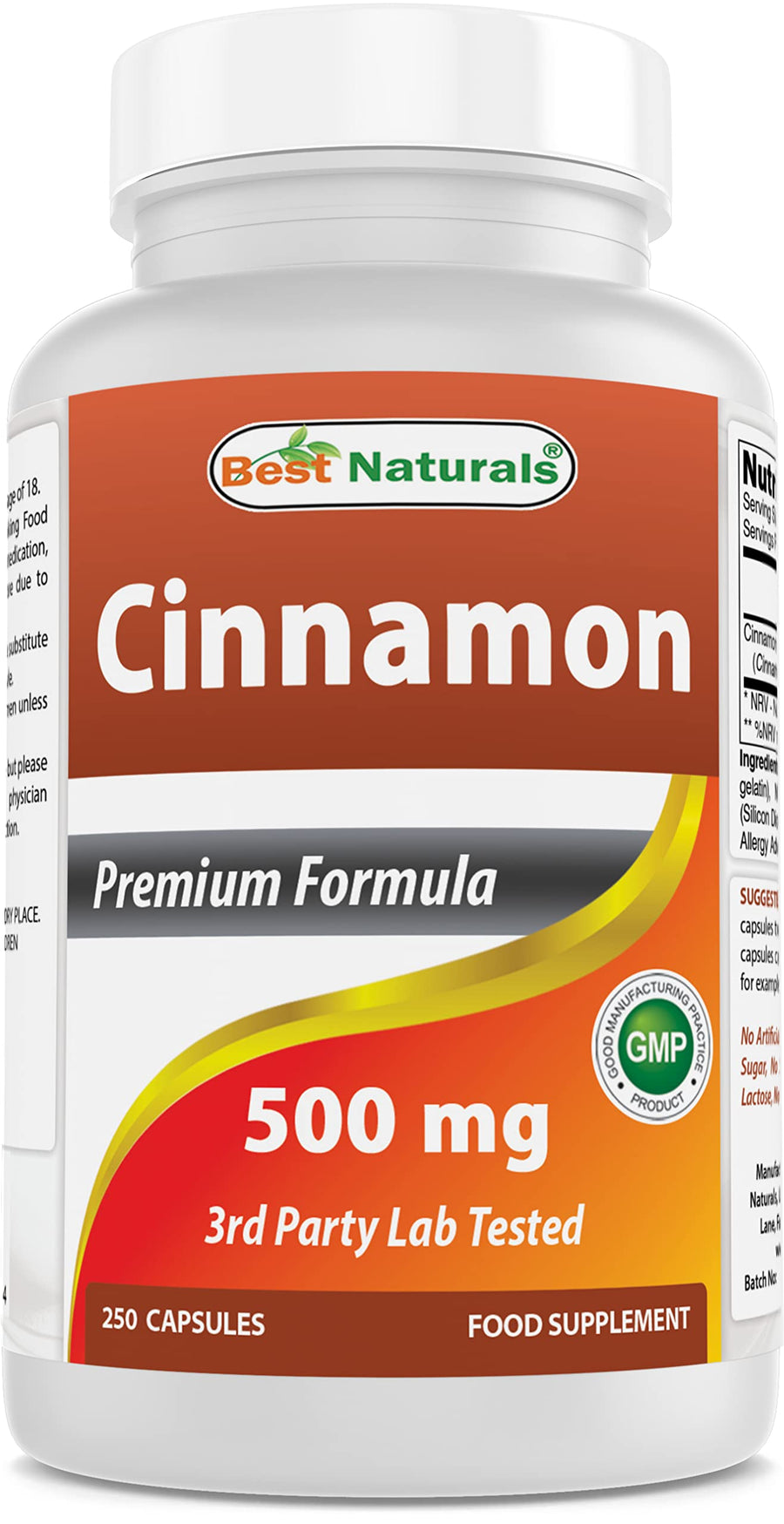 Cinnamon 500 mg 250 Capsules (250 Count (Pack of 1))