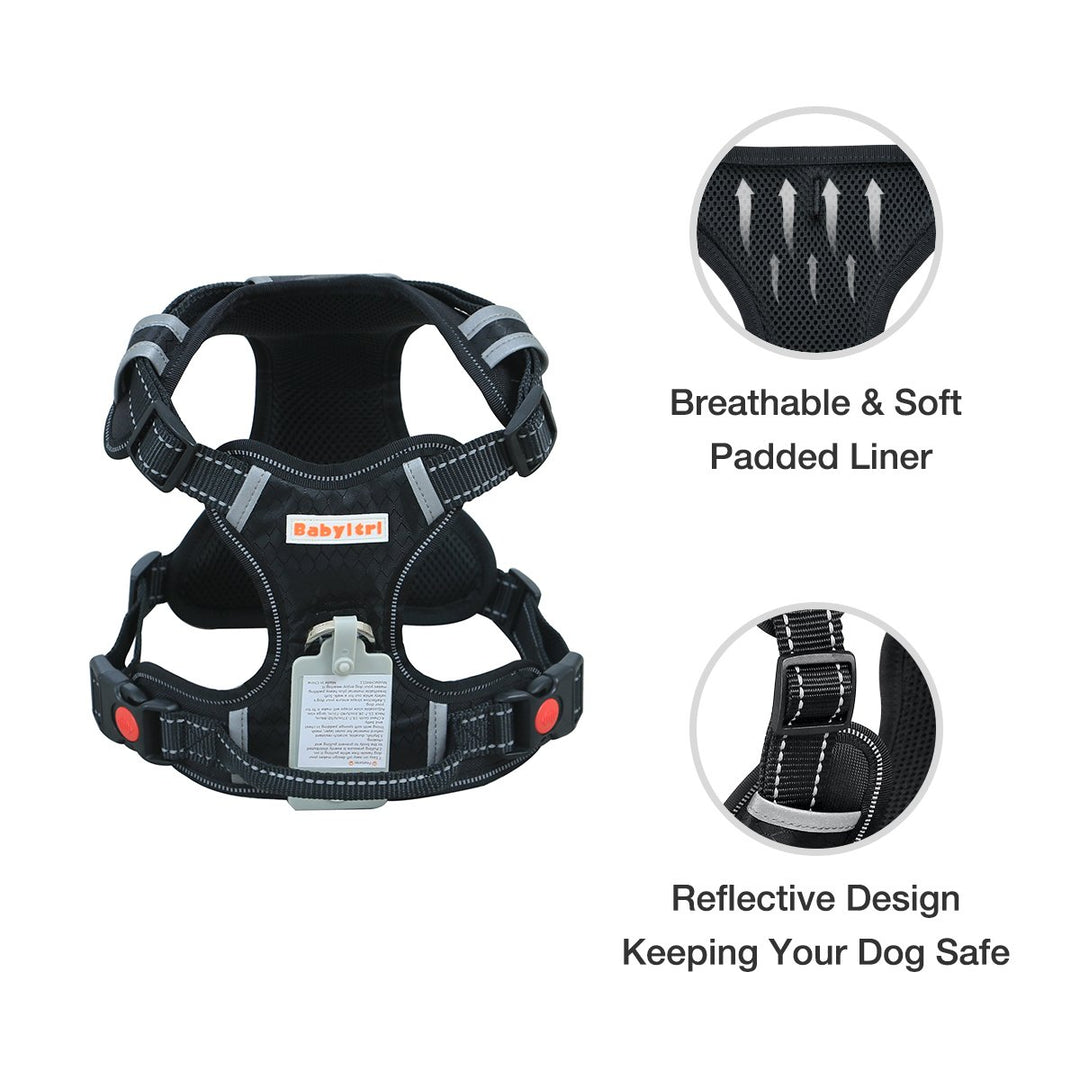 Big Dog Harness No Pull Adjustable Pet Reflective Oxford Soft Vest for Large Dogs Easy Control Harness (L, Black)