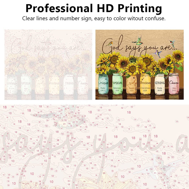 DIY Painting by Numbers for Adults, Sunflower Paint by Numbers, 16X20 Inch Adults Paint by Number Kits for Beginners on Canvas, Flameless Color by Number Art Kits for Kids