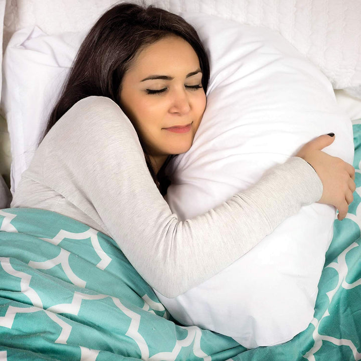 Duro-Med Hugg-A-Pillow Neck Pillow For Sleeping, Hypoallergenic L Pillow, Orthopedic Neck Pillow, Made in the USA, with White Cover