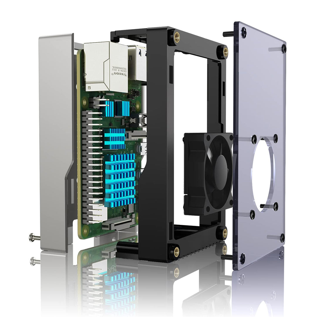 Case for Raspberry Pi 4, Raspberry Pi 4b Case with Fan 35mm, with 5V 3A Power Supply, 4 pcs Heatsinks for Raspberry Pi 4 Model B 8gb / 4gb / 2gb