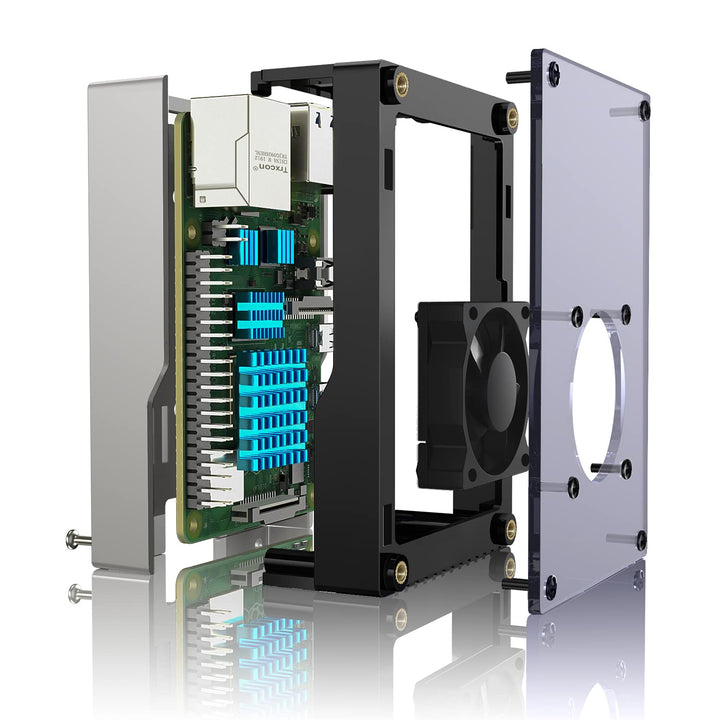 Case for Raspberry Pi 4, Raspberry Pi 4b Case with Fan 35mm, with 5V 3A Power Supply, 4 pcs Heatsinks for Raspberry Pi 4 Model B 8gb / 4gb / 2gb