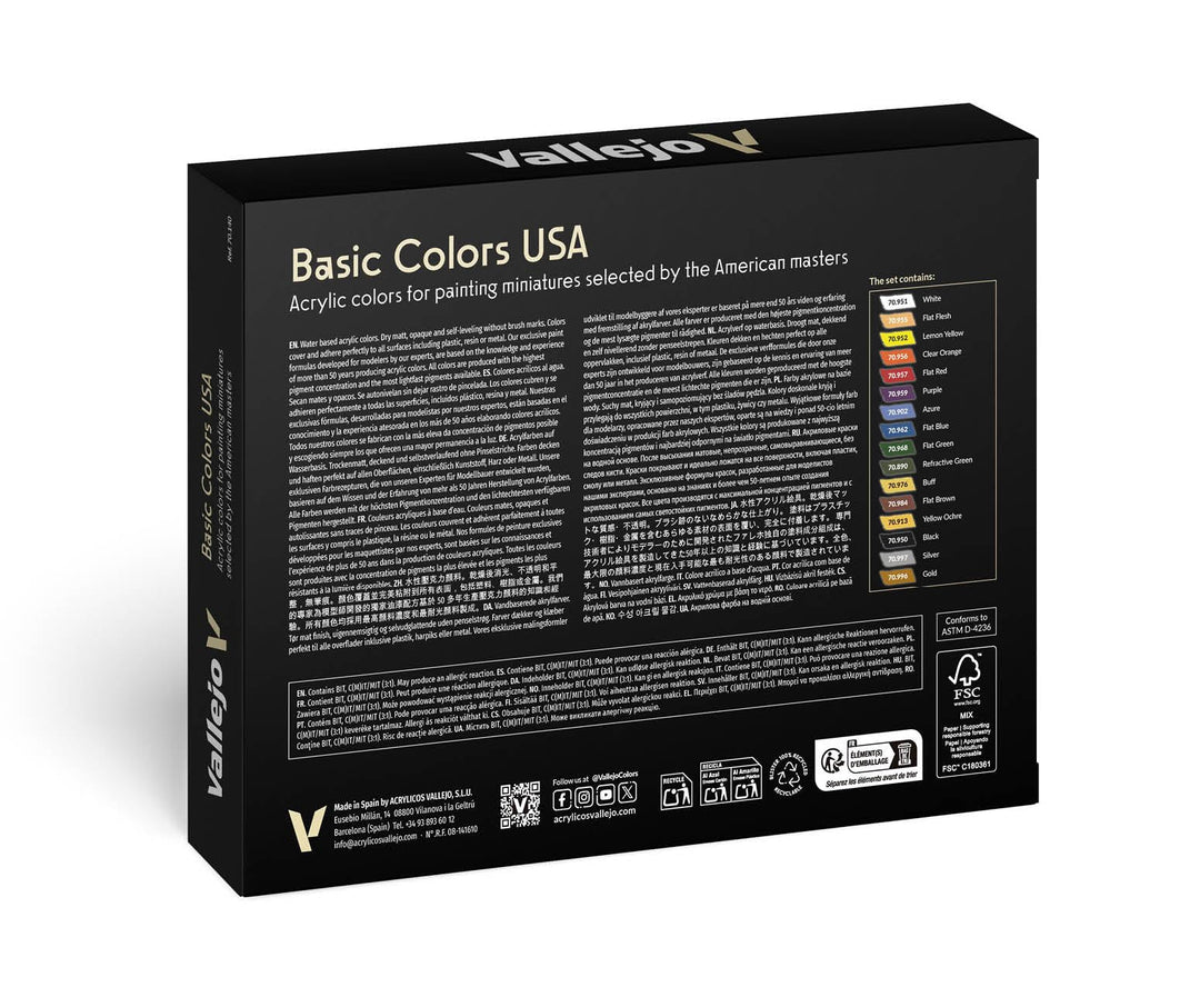 Basic USA Acrylic Colors Paint Set, 17ml, Assorted Colors, 0.57 Fl Oz (Pack of 16)