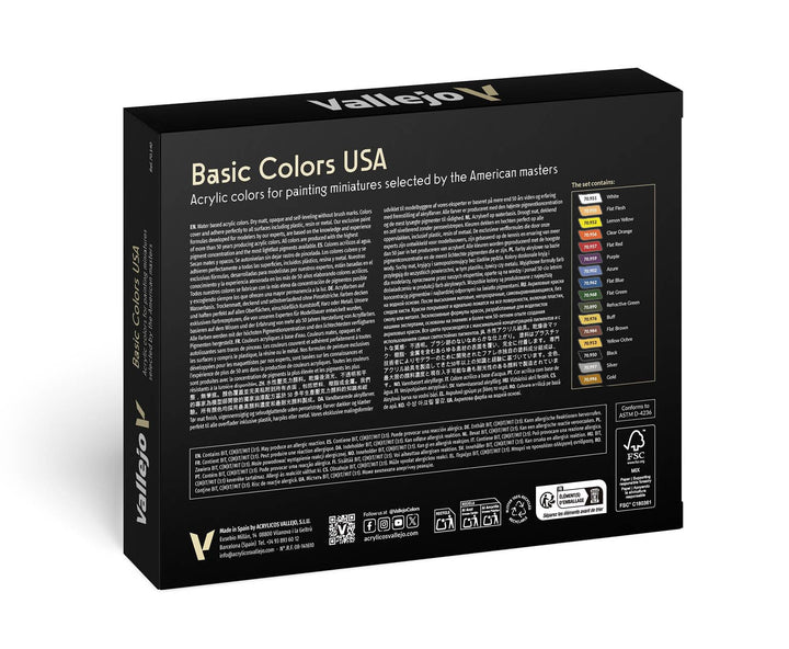Basic USA Acrylic Colors Paint Set, 17ml, Assorted Colors, 0.57 Fl Oz (Pack of 16)