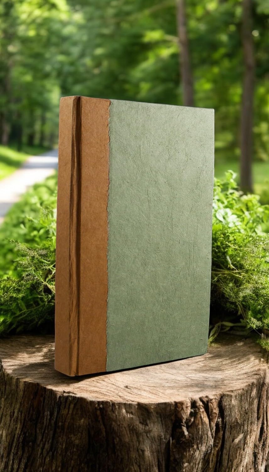 Nepali Namaste Writing & Prayer Journal with Handmade Vintage Lokta Paper & Vegetable-Dyed Hardcover, Made in the Himalayas of Nepal, 6x9 inches, Sage