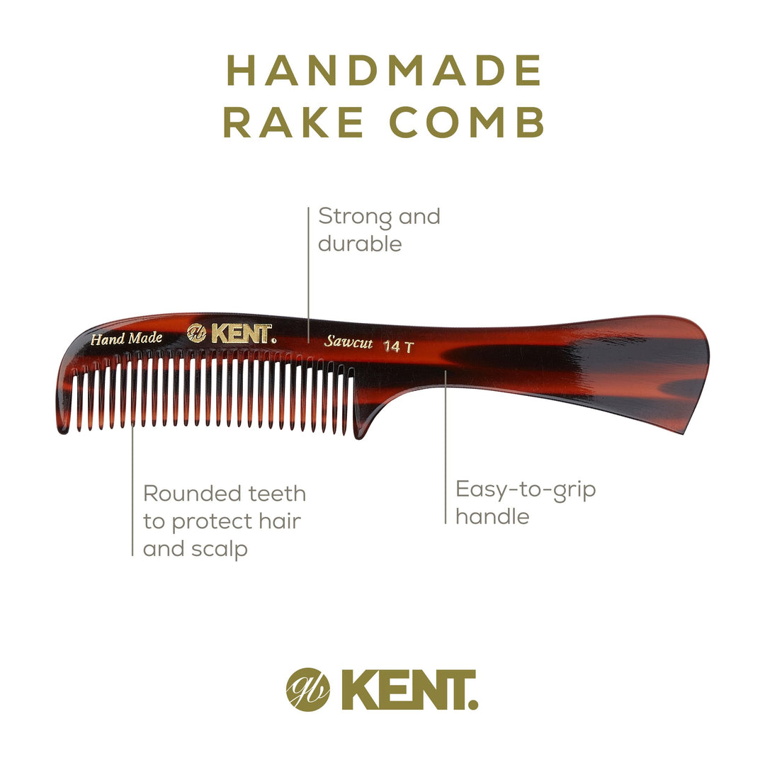 Kent Authentic Handmade Rake Comb Medium Sized, Dark Brown, 170mm