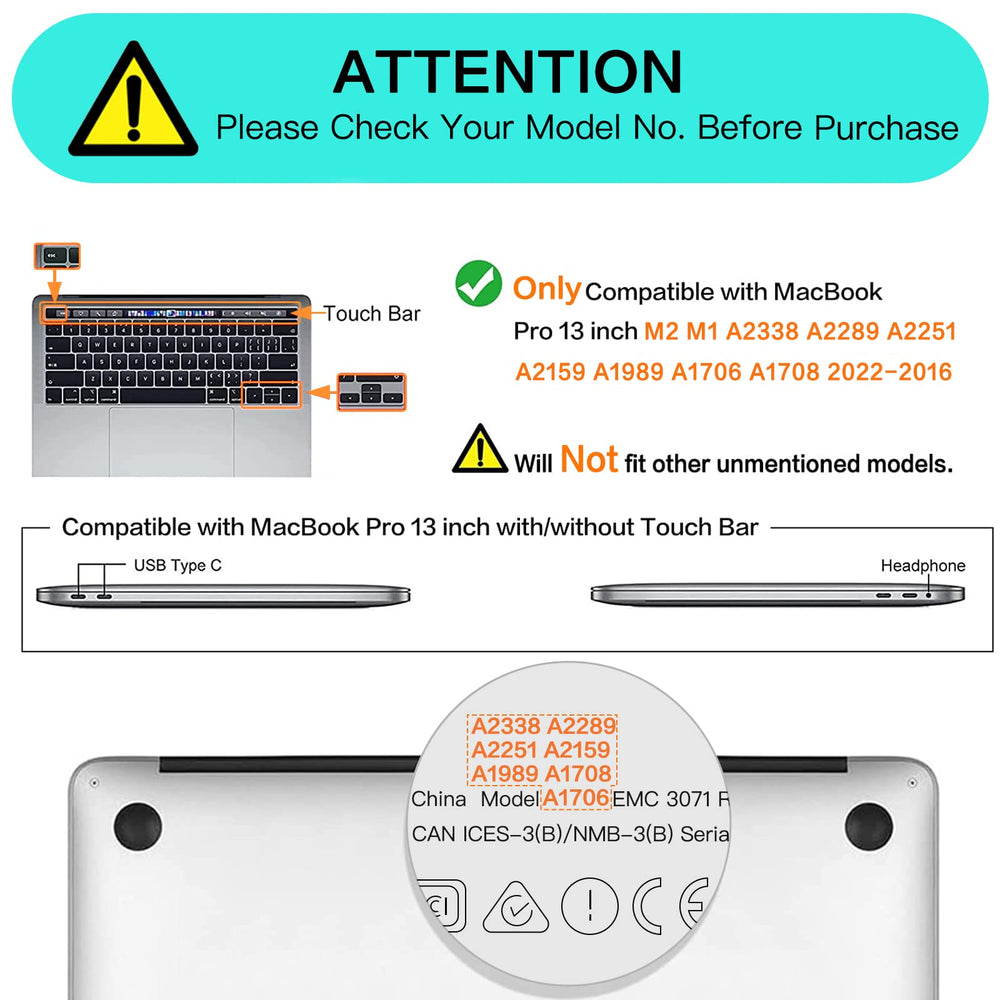 Compatible with MacBook Pro 13 inch Case 2024, 20223, 2022-2016 M2 M1 A2338 A2251 A2289 A2159 A1989 A1708 A1706, Plastic Garden Flowers Hard Case&Keyboard Cover&Screen Protector, Transparent