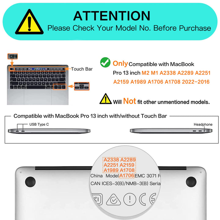 Compatible with MacBook Pro 13 inch Case 2024, 20223, 2022-2016 M2 M1 A2338 A2251 A2289 A2159 A1989 A1708 A1706, Plastic Garden Flowers Hard Case&Keyboard Cover&Screen Protector, Transparent