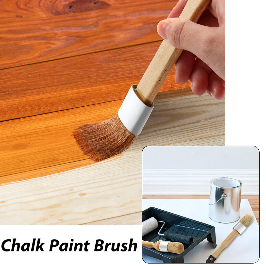 3 Pcs Chalk Paint Brushes Oval Paint Brush Chalk Paint Wax Brushes Bristle Paint Brushes for Furniture Stencils Home Decor, Including Flat Pointed and Round Chalk Paint Brushes