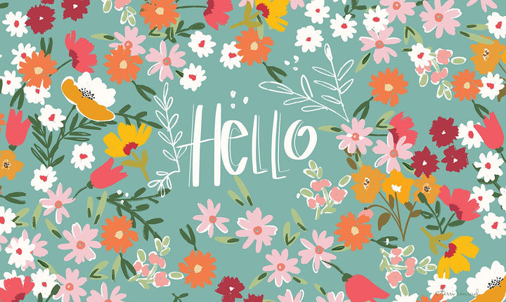 800521 Hello Flowers Spring Door Mat 18x30 Inch Flower Outdoor Doormat for Entryway Indoor Entrance