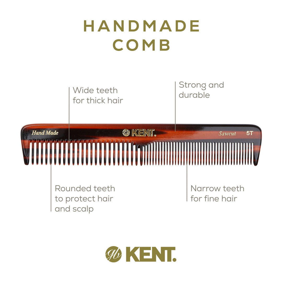 Kent Authentic Handmade Dressing Table Comb, Dark Brown, 169mm