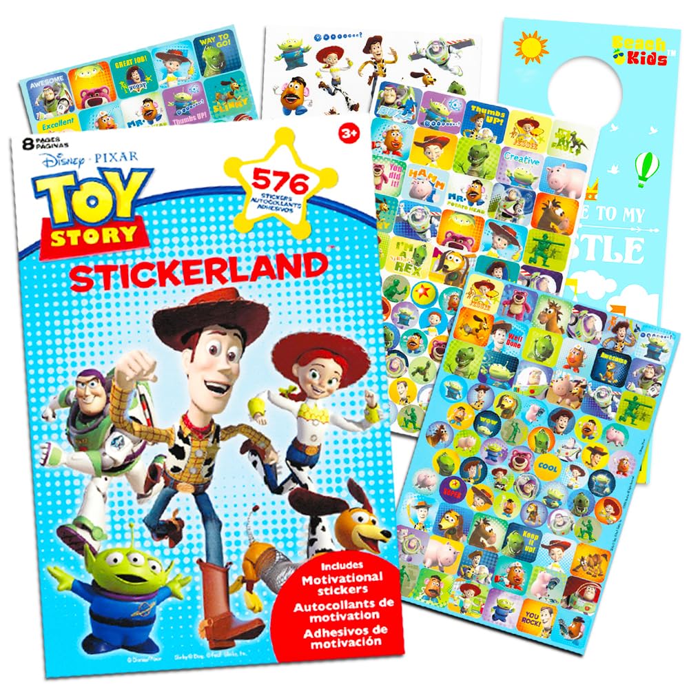 Pixar Toy Story Party Favors Stickers Pack ~ Bundle with 575+ Toy Story Stickers, 8 Sticker Sheets (Toy Story Party Supplies)