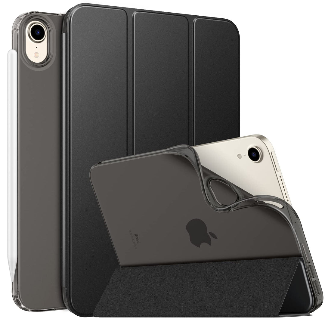 Case Fit New iPad Mini 7 (A17 Pro) 2024, iPad Mini 6th Generation Case 2021 (8.3-inch), iPad Mini 6 Case, Soft TPU Translucent Frosted Back Cover Case for iPad Mini 7th, Black