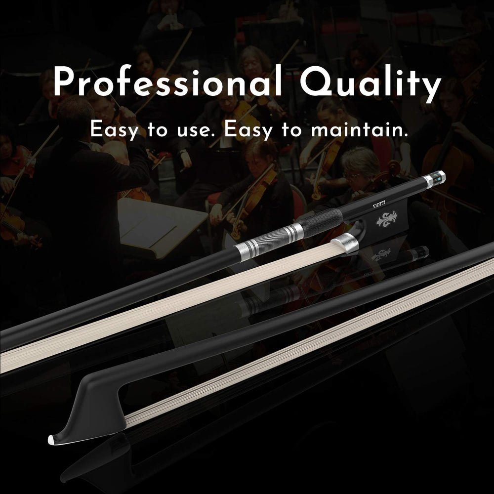 Carbon Fiber Violin Bow, Hand Crafted by Professional Violin & Bow Makers, Strong, Stiff & Well Balanced, Made with Mongolian Horse Hair, For Violinists & Fiddlers of All Skill Levels