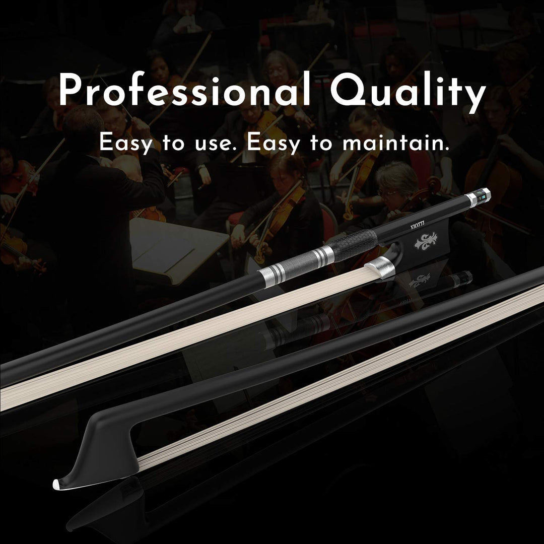 Carbon Fiber Violin Bow, Hand Crafted by Professional Violin & Bow Makers, Strong, Stiff & Well Balanced, Made with Mongolian Horse Hair, For Violinists & Fiddlers of All Skill Levels