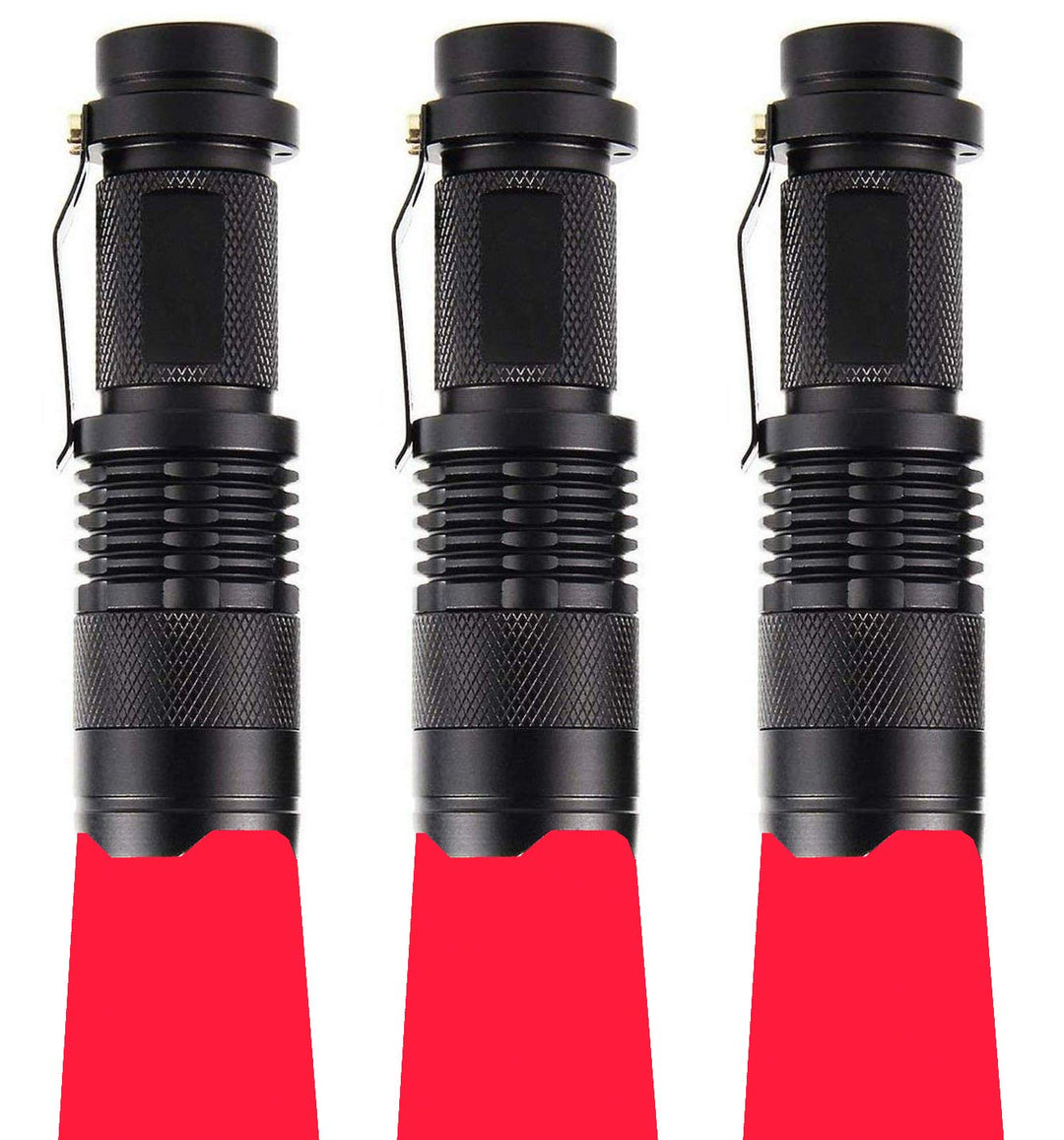 (Pack of 3 Single Mode Red Light Flashlight, 1 Mode Red LED Flashlight Red Flashlight Torch, Red LED Red Light for Astronomy, Aviation, Night Observation
