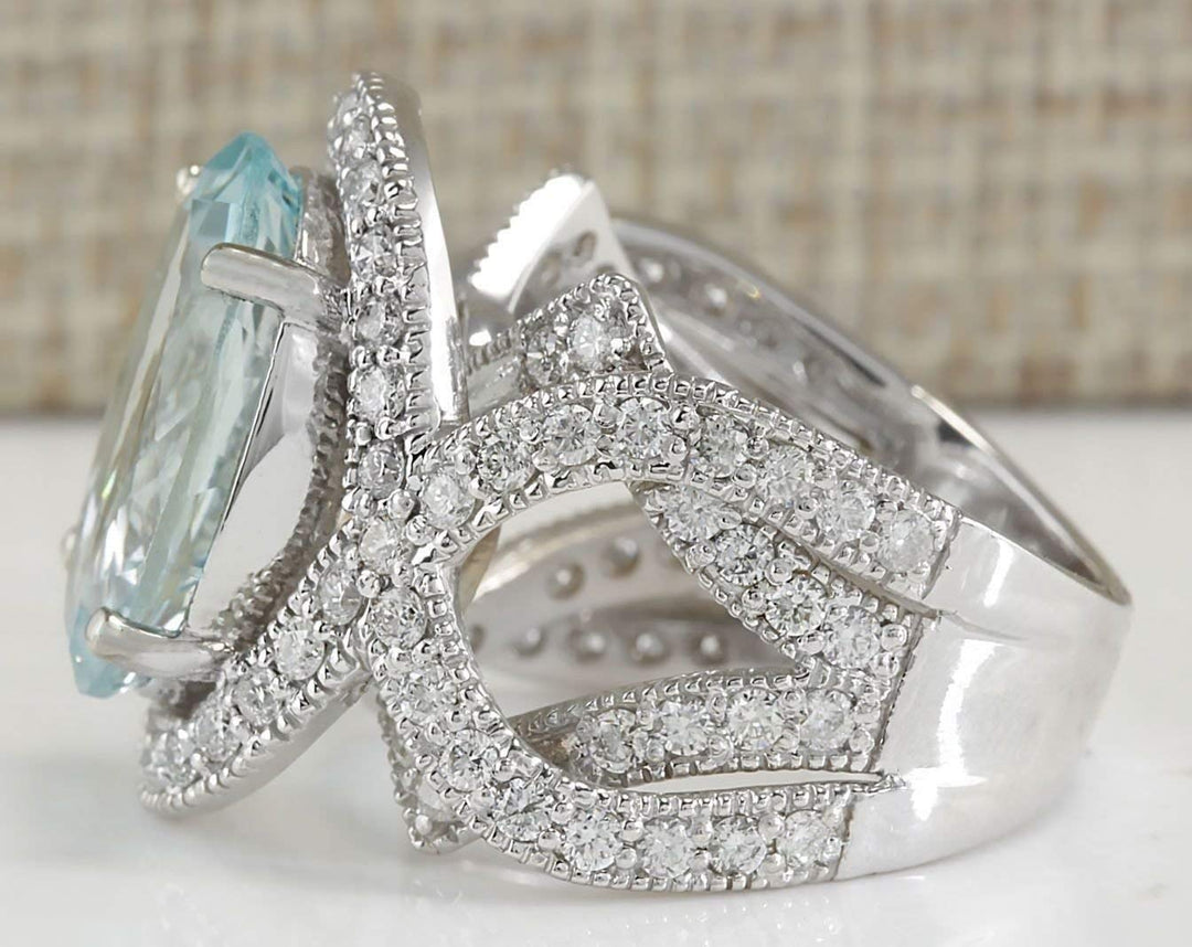 Duan Gorgeous 925 Silver 6.72CT Aquamarine Ring Wedding Engagement Jewelry Size 6-10 (US Code 8)