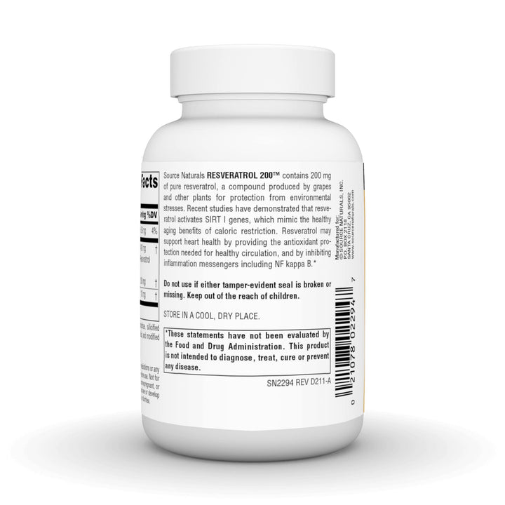 Resveratrol 200 for Healthy Aging*, 200 mg - 120 Tablets