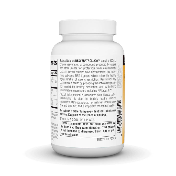 Resveratrol 200 mg for Heart and Healthy Aging - 120 Vegetarian Capsules