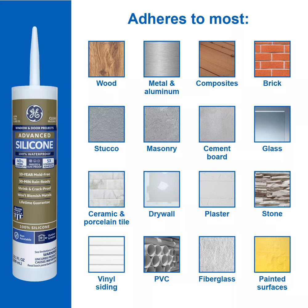 Sealants & Adhesives 5010 Advanced Silicone 2 Window & Door Sealant, 10.1oz, White