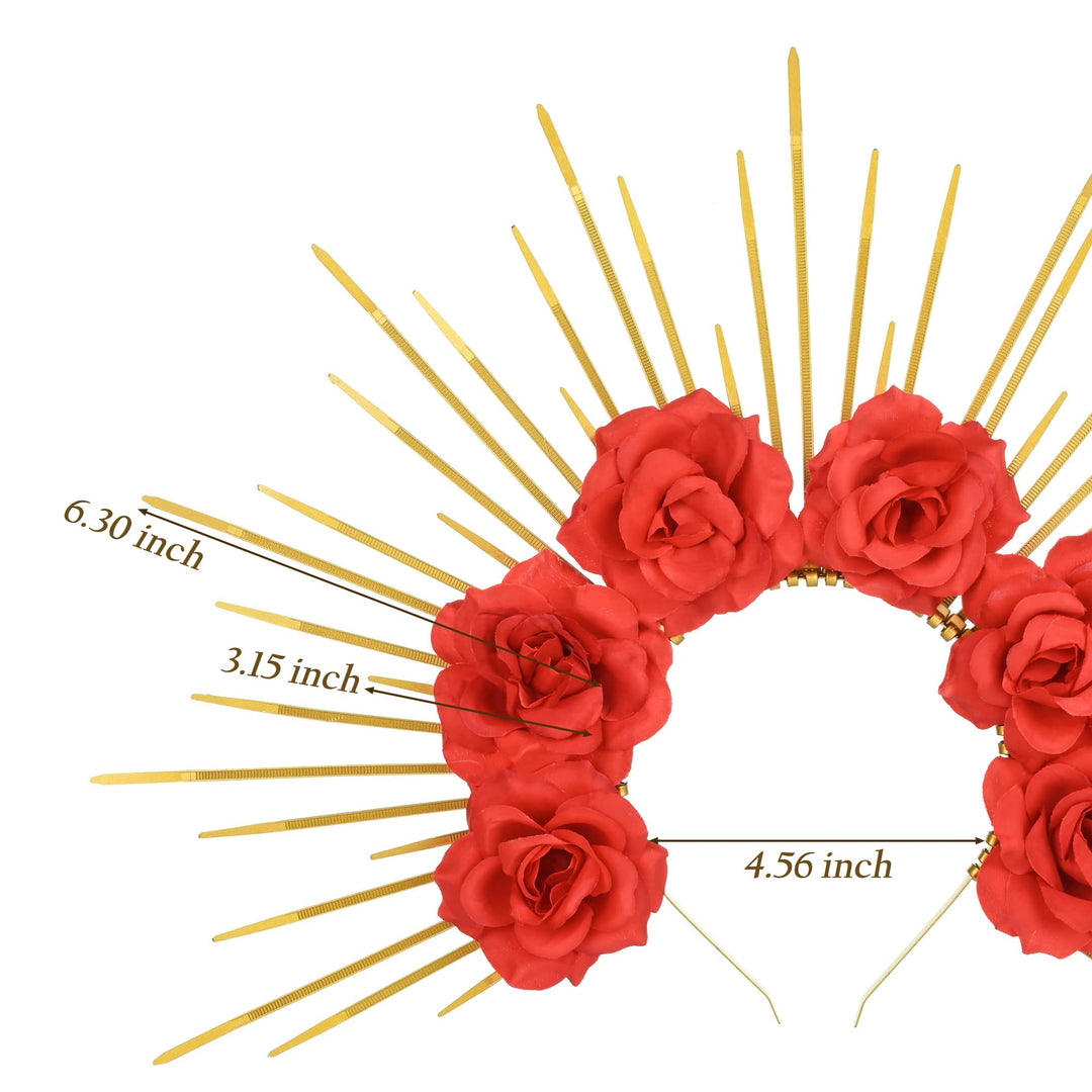 Rose Flower Halo Crown Goddess Halo Headband Festival Queen Crown and Tiara Maternity Photo Shoot Headpiece